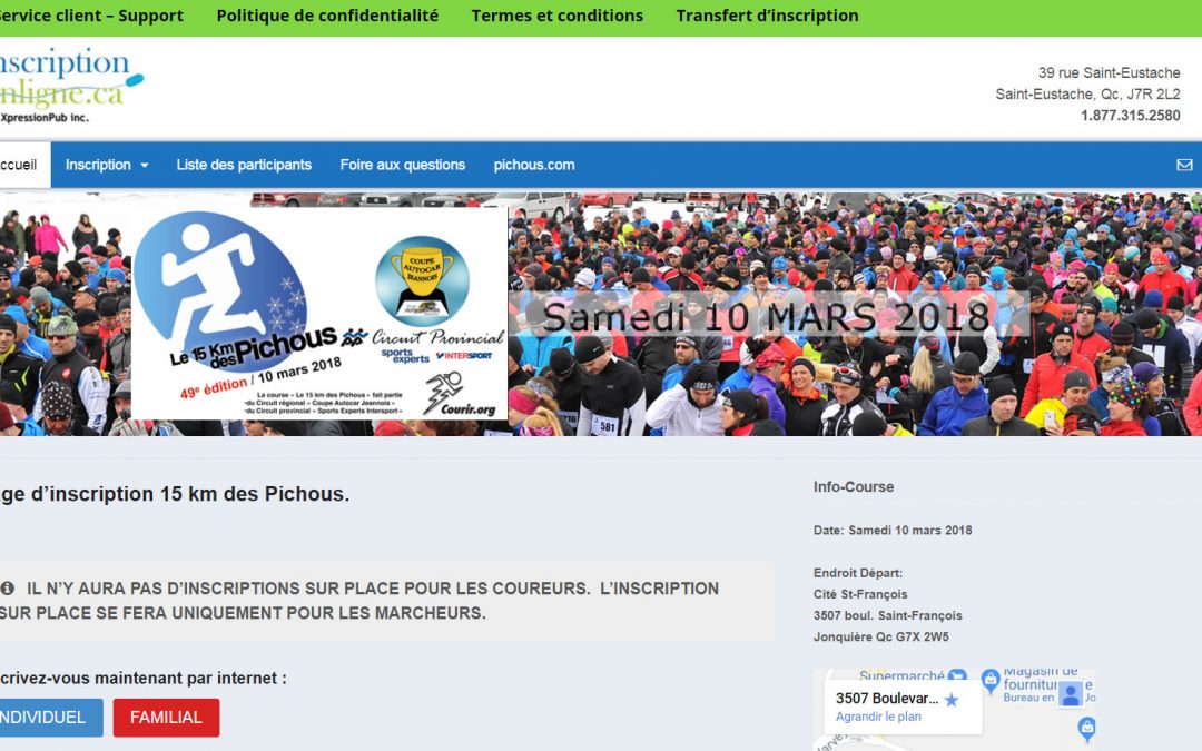 Course des Pichous – Site d’inscription en ligne
